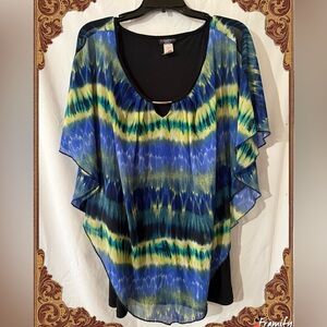 Cocomo Blue and Yellow Patterned Blouse